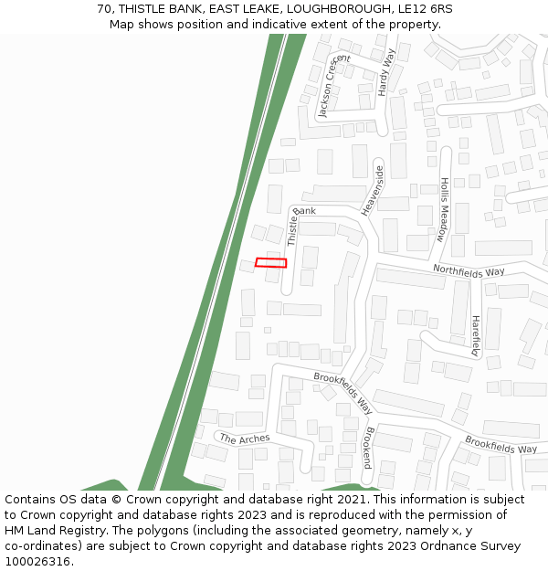 70, THISTLE BANK, EAST LEAKE, LOUGHBOROUGH, LE12 6RS: Location map and indicative extent of plot
