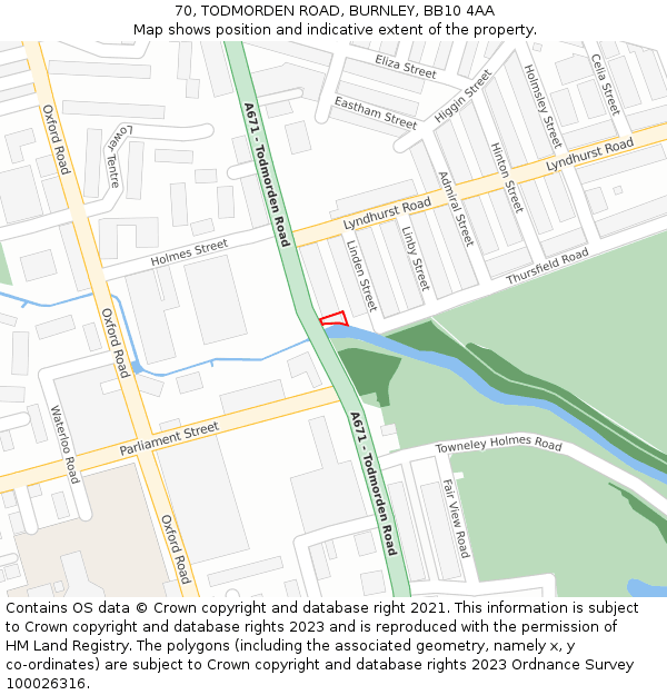 70, TODMORDEN ROAD, BURNLEY, BB10 4AA: Location map and indicative extent of plot