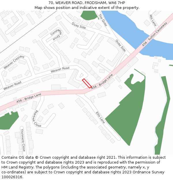 70, WEAVER ROAD, FRODSHAM, WA6 7HP: Location map and indicative extent of plot