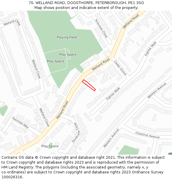 70, WELLAND ROAD, DOGSTHORPE, PETERBOROUGH, PE1 3SG: Location map and indicative extent of plot