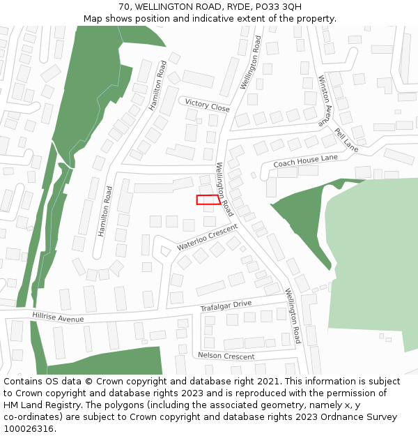 70, WELLINGTON ROAD, RYDE, PO33 3QH: Location map and indicative extent of plot