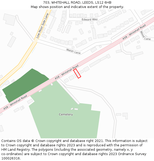 703, WHITEHALL ROAD, LEEDS, LS12 6HB: Location map and indicative extent of plot