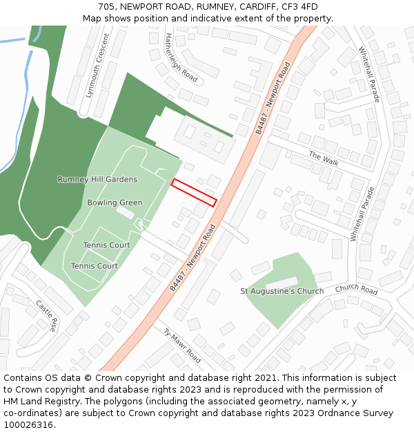 705, NEWPORT ROAD, RUMNEY, CARDIFF, CF3 4FD: Location map and indicative extent of plot