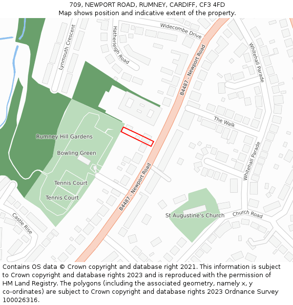 709, NEWPORT ROAD, RUMNEY, CARDIFF, CF3 4FD: Location map and indicative extent of plot