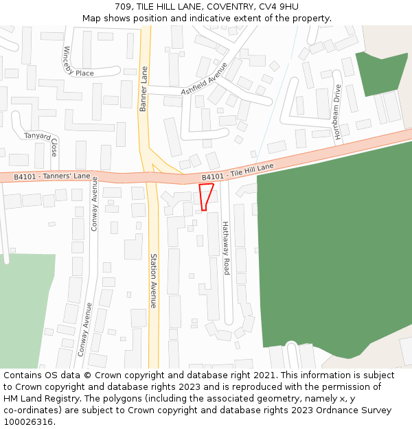 709, TILE HILL LANE, COVENTRY, CV4 9HU: Location map and indicative extent of plot