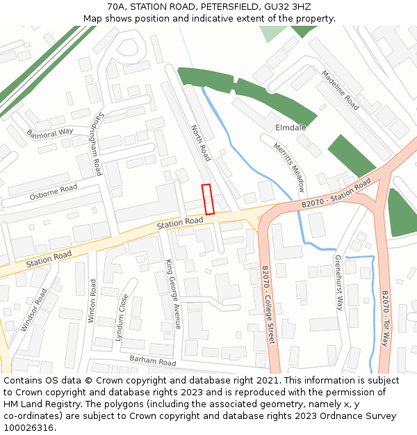 70A, STATION ROAD, PETERSFIELD, GU32 3HZ: Location map and indicative extent of plot