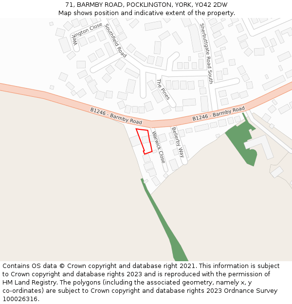 71, BARMBY ROAD, POCKLINGTON, YORK, YO42 2DW: Location map and indicative extent of plot