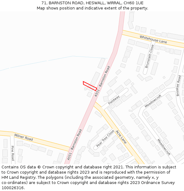 71, BARNSTON ROAD, HESWALL, WIRRAL, CH60 1UE: Location map and indicative extent of plot