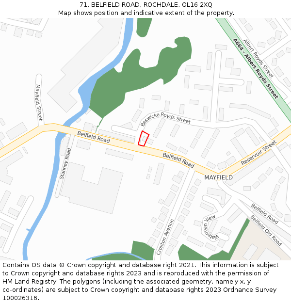 71, BELFIELD ROAD, ROCHDALE, OL16 2XQ: Location map and indicative extent of plot