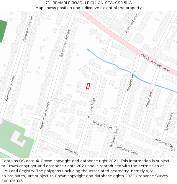 71, BRAMBLE ROAD, LEIGH-ON-SEA, SS9 5HA: Location map and indicative extent of plot