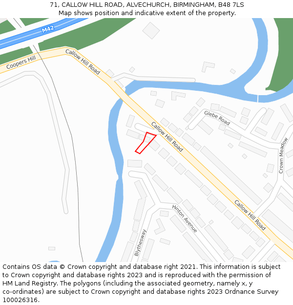 71, CALLOW HILL ROAD, ALVECHURCH, BIRMINGHAM, B48 7LS: Location map and indicative extent of plot