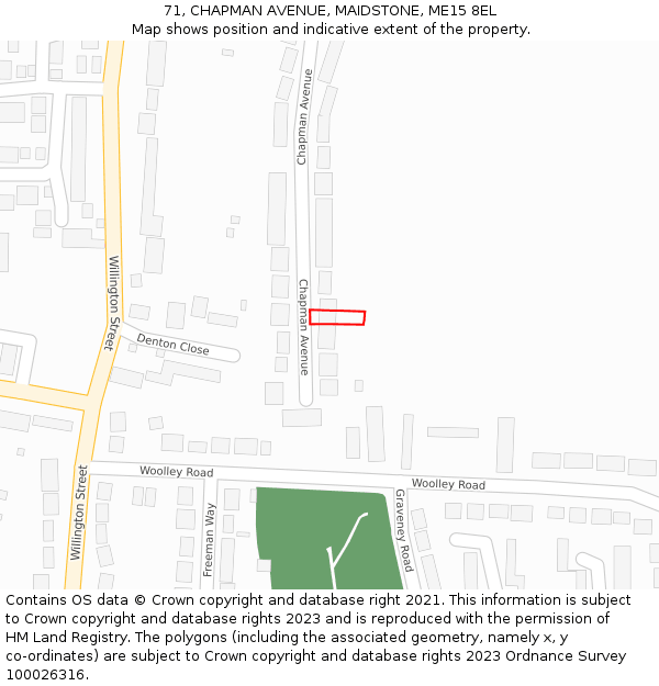 71, CHAPMAN AVENUE, MAIDSTONE, ME15 8EL: Location map and indicative extent of plot