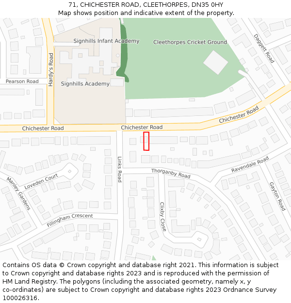 71, CHICHESTER ROAD, CLEETHORPES, DN35 0HY: Location map and indicative extent of plot