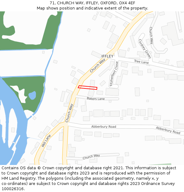 71, CHURCH WAY, IFFLEY, OXFORD, OX4 4EF: Location map and indicative extent of plot