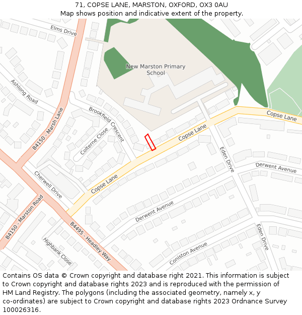 71, COPSE LANE, MARSTON, OXFORD, OX3 0AU: Location map and indicative extent of plot