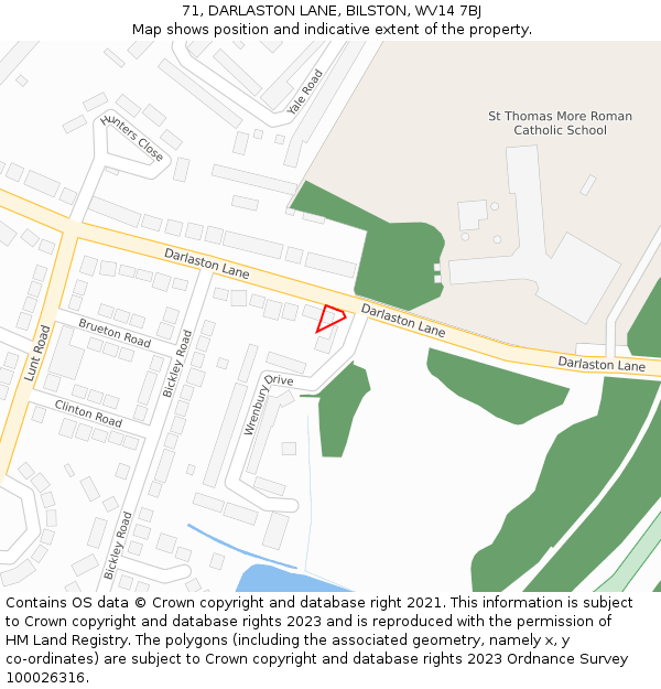 71, DARLASTON LANE, BILSTON, WV14 7BJ: Location map and indicative extent of plot