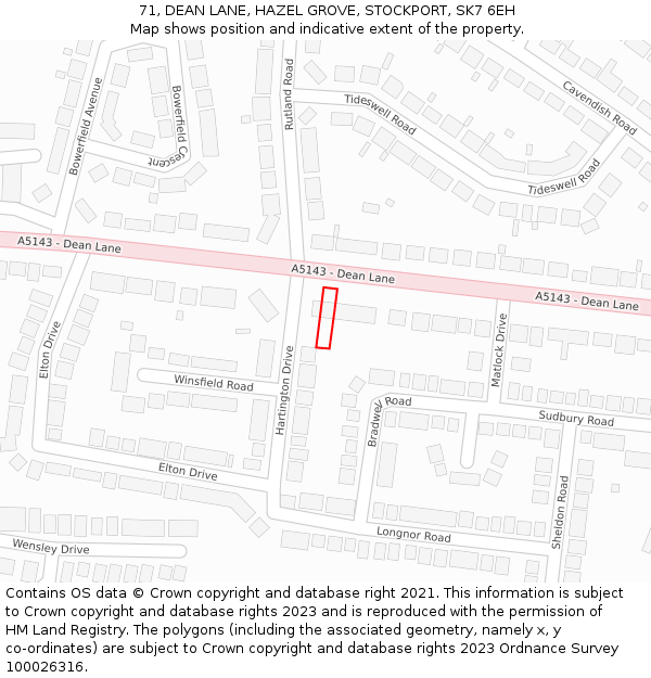 71, DEAN LANE, HAZEL GROVE, STOCKPORT, SK7 6EH: Location map and indicative extent of plot