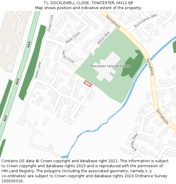 71, DOCKLEWELL CLOSE, TOWCESTER, NN12 6JF: Location map and indicative extent of plot