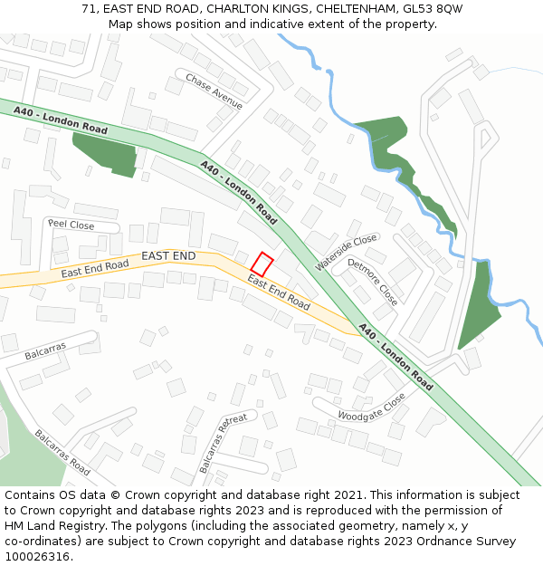 71, EAST END ROAD, CHARLTON KINGS, CHELTENHAM, GL53 8QW: Location map and indicative extent of plot