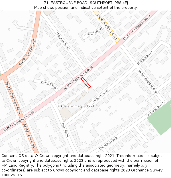 71, EASTBOURNE ROAD, SOUTHPORT, PR8 4EJ: Location map and indicative extent of plot