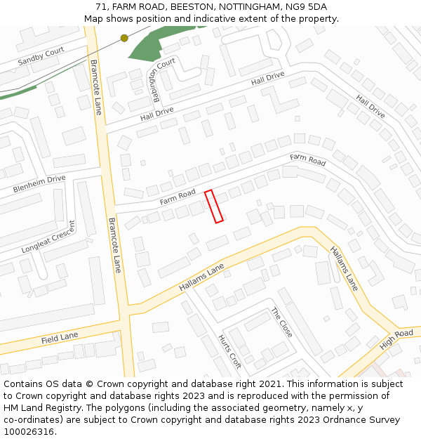 71, FARM ROAD, BEESTON, NOTTINGHAM, NG9 5DA: Location map and indicative extent of plot