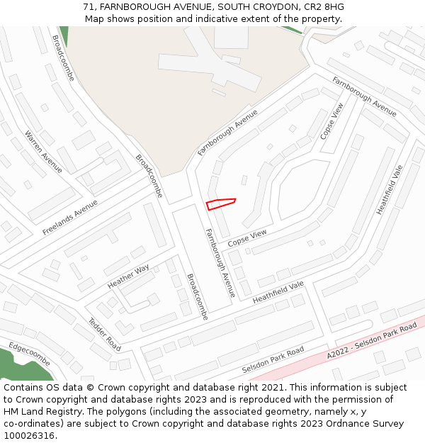 71, FARNBOROUGH AVENUE, SOUTH CROYDON, CR2 8HG: Location map and indicative extent of plot