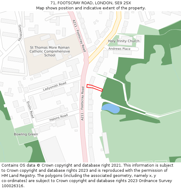 71, FOOTSCRAY ROAD, LONDON, SE9 2SX: Location map and indicative extent of plot