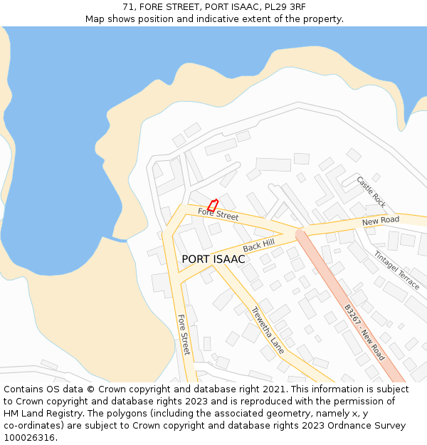 71, FORE STREET, PORT ISAAC, PL29 3RF: Location map and indicative extent of plot