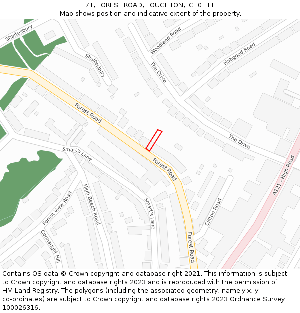 71, FOREST ROAD, LOUGHTON, IG10 1EE: Location map and indicative extent of plot