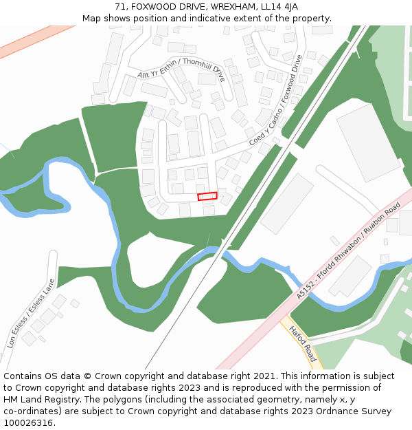 71, FOXWOOD DRIVE, WREXHAM, LL14 4JA: Location map and indicative extent of plot