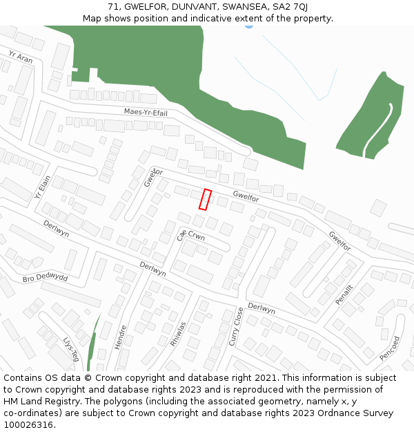 71, GWELFOR, DUNVANT, SWANSEA, SA2 7QJ: Location map and indicative extent of plot