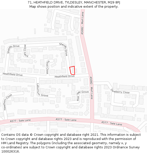 71, HEATHFIELD DRIVE, TYLDESLEY, MANCHESTER, M29 8PJ: Location map and indicative extent of plot
