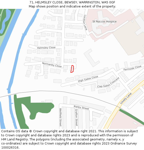 71, HELMSLEY CLOSE, BEWSEY, WARRINGTON, WA5 0GF: Location map and indicative extent of plot