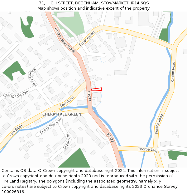 71, HIGH STREET, DEBENHAM, STOWMARKET, IP14 6QS: Location map and indicative extent of plot