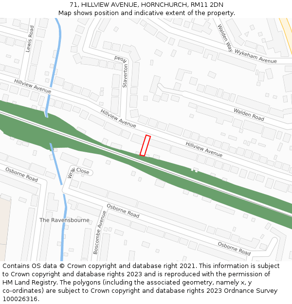 71, HILLVIEW AVENUE, HORNCHURCH, RM11 2DN: Location map and indicative extent of plot