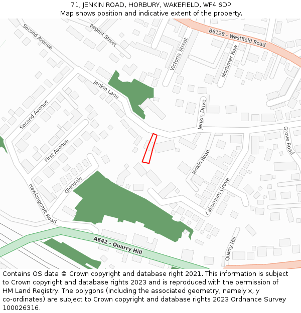 71, JENKIN ROAD, HORBURY, WAKEFIELD, WF4 6DP: Location map and indicative extent of plot