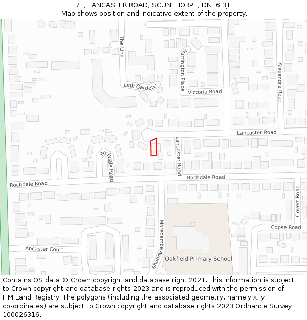 71, LANCASTER ROAD, SCUNTHORPE, DN16 3JH: Location map and indicative extent of plot