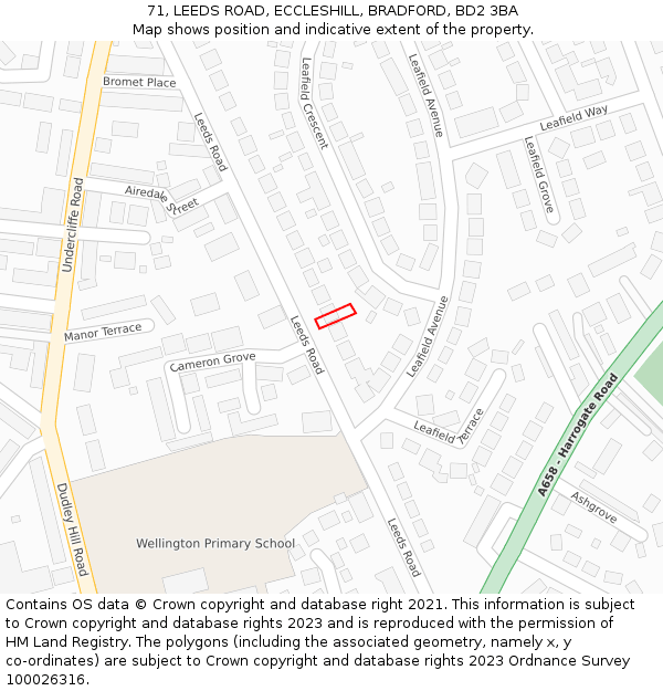 71, LEEDS ROAD, ECCLESHILL, BRADFORD, BD2 3BA: Location map and indicative extent of plot