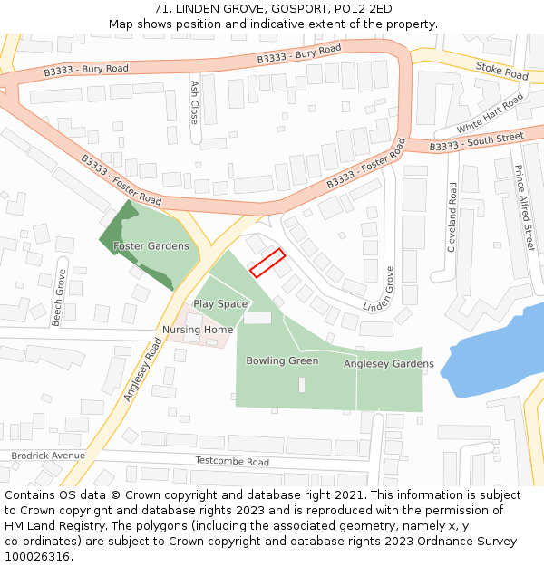 71, LINDEN GROVE, GOSPORT, PO12 2ED: Location map and indicative extent of plot