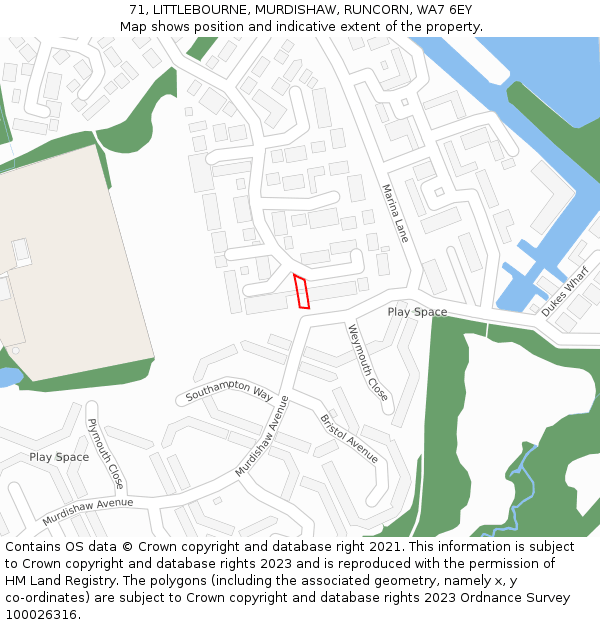 71, LITTLEBOURNE, MURDISHAW, RUNCORN, WA7 6EY: Location map and indicative extent of plot