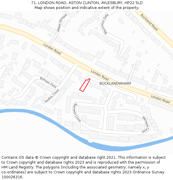 71, LONDON ROAD, ASTON CLINTON, AYLESBURY, HP22 5LD: Location map and indicative extent of plot