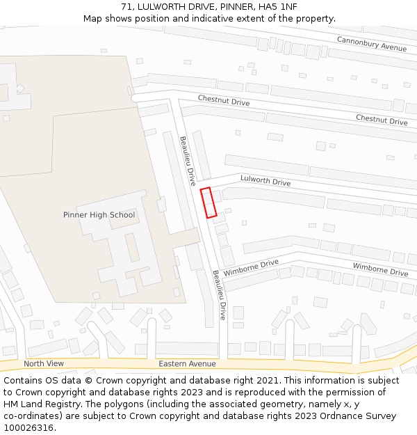 71, LULWORTH DRIVE, PINNER, HA5 1NF: Location map and indicative extent of plot