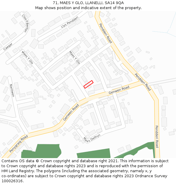 71, MAES Y GLO, LLANELLI, SA14 9QA: Location map and indicative extent of plot