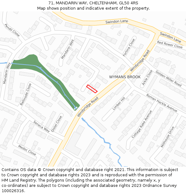 71, MANDARIN WAY, CHELTENHAM, GL50 4RS: Location map and indicative extent of plot