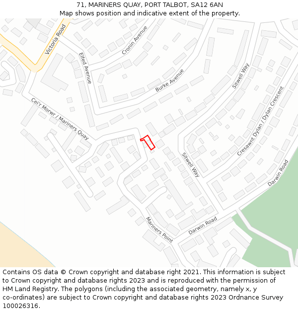 71, MARINERS QUAY, PORT TALBOT, SA12 6AN: Location map and indicative extent of plot