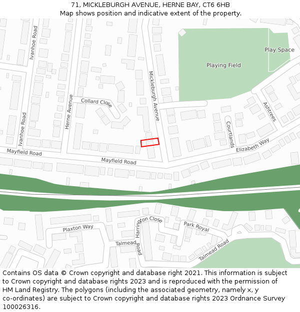 71, MICKLEBURGH AVENUE, HERNE BAY, CT6 6HB: Location map and indicative extent of plot