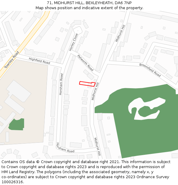 71, MIDHURST HILL, BEXLEYHEATH, DA6 7NP: Location map and indicative extent of plot