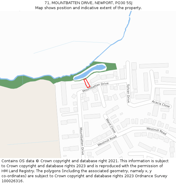 71, MOUNTBATTEN DRIVE, NEWPORT, PO30 5SJ: Location map and indicative extent of plot