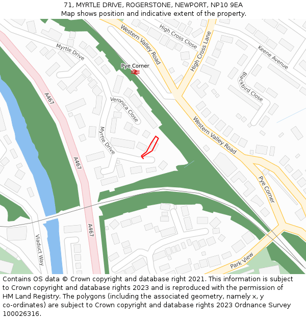 71, MYRTLE DRIVE, ROGERSTONE, NEWPORT, NP10 9EA: Location map and indicative extent of plot