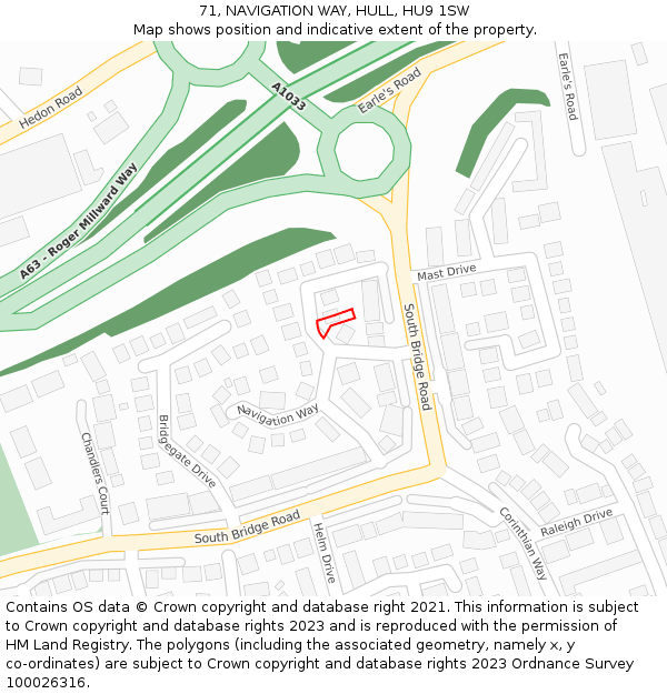 71, NAVIGATION WAY, HULL, HU9 1SW: Location map and indicative extent of plot